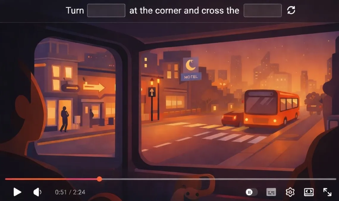 Упражнение Lingo Gapfy запущено на видео YouTube