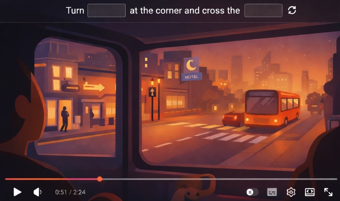 Lingo Gapfy exercise running on a YouTube video